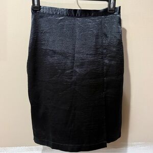 Urban Outfitters Shimmering Black Midi Satin Skirt